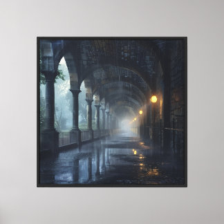 London Inspired Rainy Stone Archway Tunnel Walk Wa Canvas Print