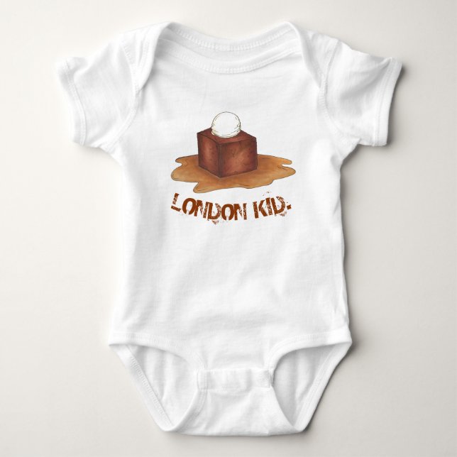 London Kid Sticky Toffee Pudding British Food UK Baby Bodysuit (Front)