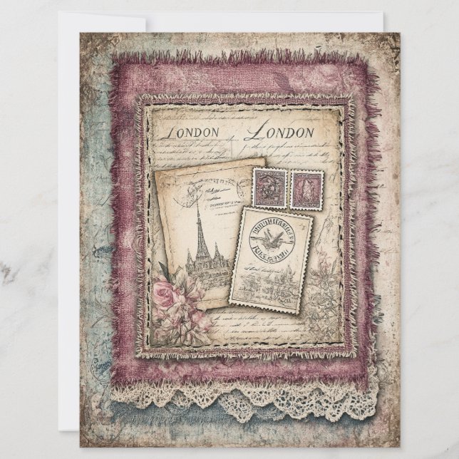 London & Lace Decoupage Scrapbook Paper (Front)