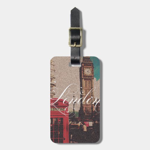 London Landmark vintage photo monogram Luggage Tag