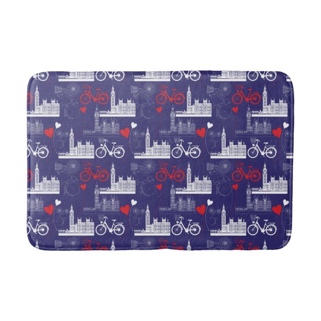 London Landmarks Pattern Bathroom Mat (Front)