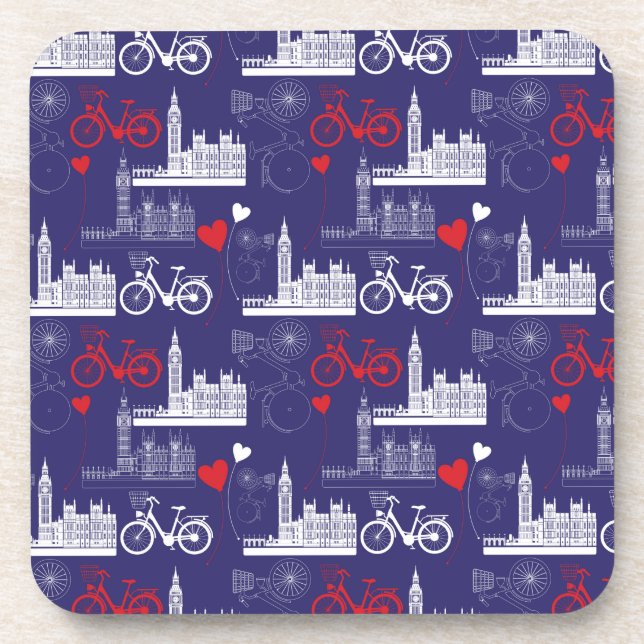 London Landmarks Pattern Beverage Coaster (Front)