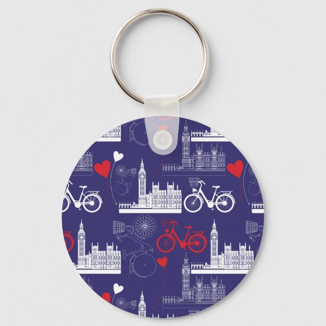 London Landmarks Pattern Keychain (Front)