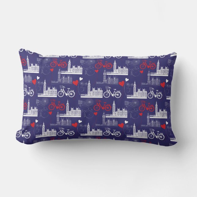 London Landmarks Pattern Lumbar Pillow (Front)