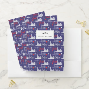 London Landmarks Pattern Pocket Folder