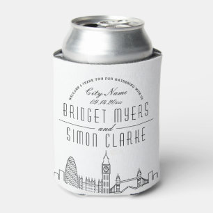London Landmarks Stylized Wedding Can Cooler