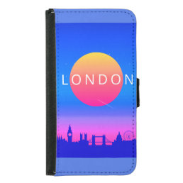 London Landmarks Travel Poster Wallet Phone Case For Samsung Galaxy S5