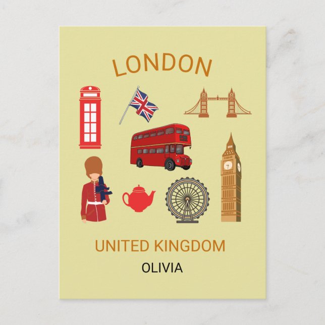 London Landmarks Travel-Themed Print Postcard (Front)