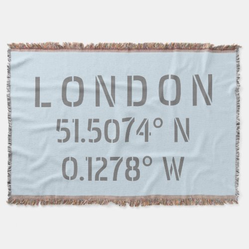 London Latitude and Longitude Throw Blanket