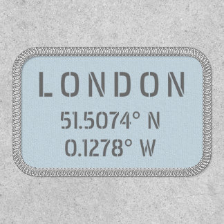 London Latitude & Longitude Iron On Patch