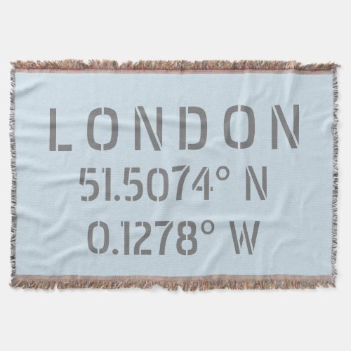 London Latitude Longitude Throw Blanket