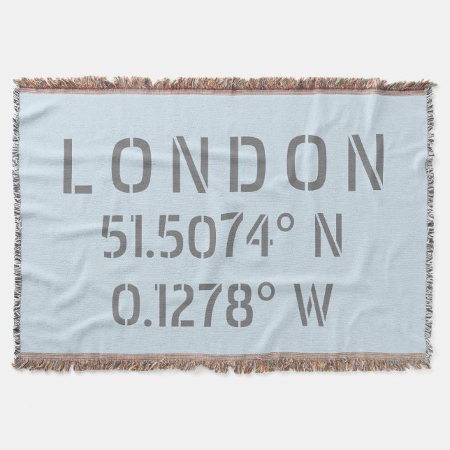 London Latitude Longitude Throw Blanket (Front)