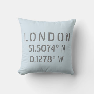 London Latitude & Longitude Throw Pillow