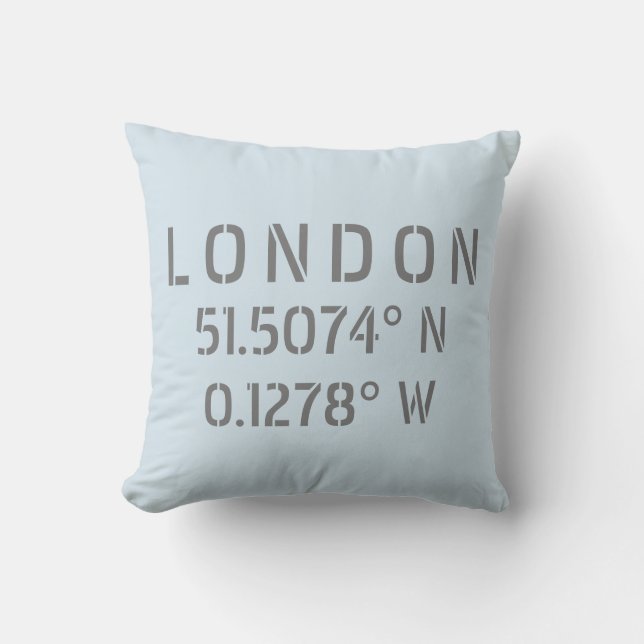 London Latitude & Longitude Throw Pillow (Front)