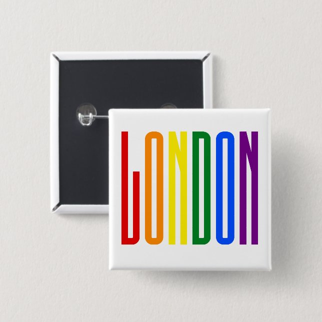London LGBT Rainbow Flag Typography Gay Pride Button (Front & Back)