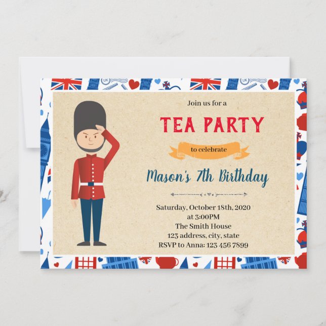 London little soldier birthday theme Invitation (Front)