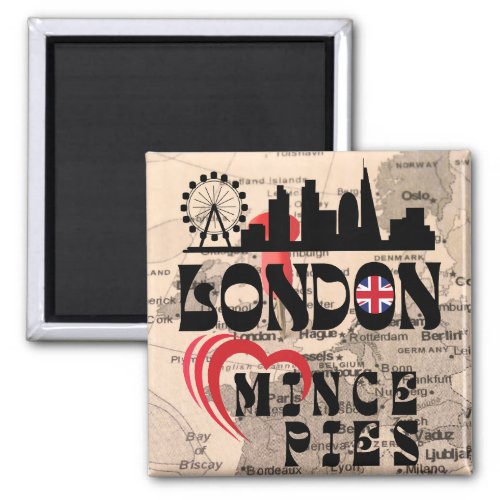 London Loves Mince Pies Cityscape Magnet