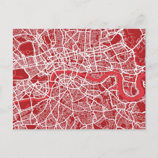 London Map Art Red Postcard (Front)