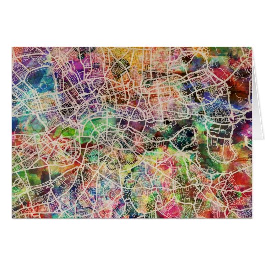 London Map Art Watercolour Cards (Front Horizontal)