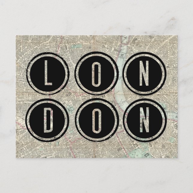 London Map Typography Postcard (Front)