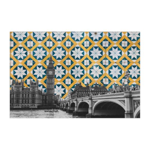 London Meets Portuguese Tiles Montage _ Azulejo Acrylic Print