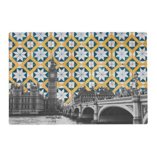 London Meets Portuguese Tiles Montage _ Azulejo Placemat