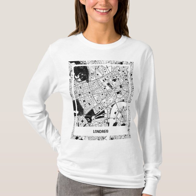 London minimalist map T-shirt - Black-white (Front)