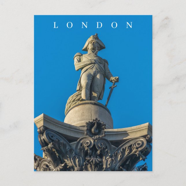 London Nelson statue close up view postcard (Front)