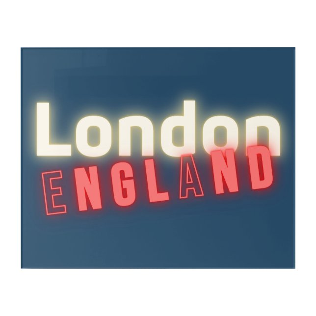 London Neon Lights Typography Contemporary Acrylic Print (Front)
