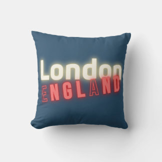 London Neon Lights Typography Throw Pillow