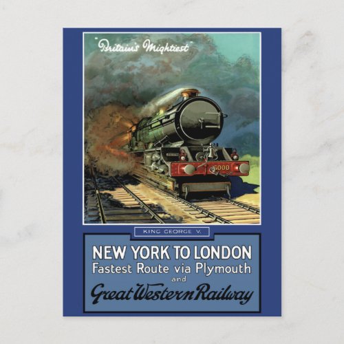 London  New York Great Western Railway Postcard