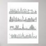 London New York Paris San Francisco Skyline Poster at Zazzle