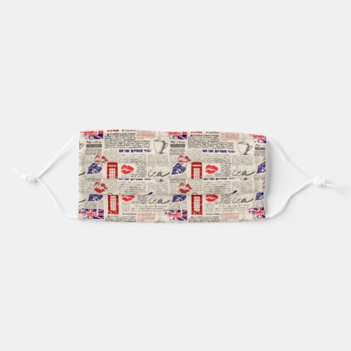 London Newspaper Pattern Adult Cloth Face Mask