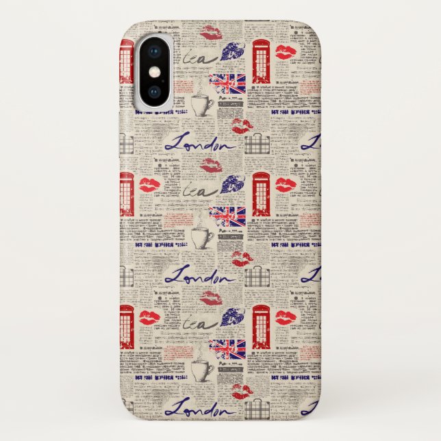 London Newspaper Pattern Case-Mate iPhone Case (Back)