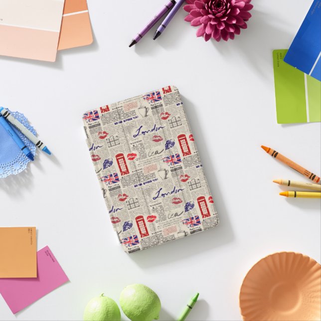 London Newspaper Pattern iPad Mini Cover (In Situ)