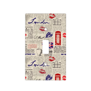 London Newspaper Pattern Light Switch Cover