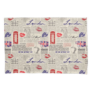 London Newspaper Pattern Pillow Case
