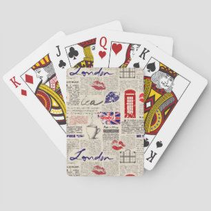 London Newspaper Pattern Poker Cards