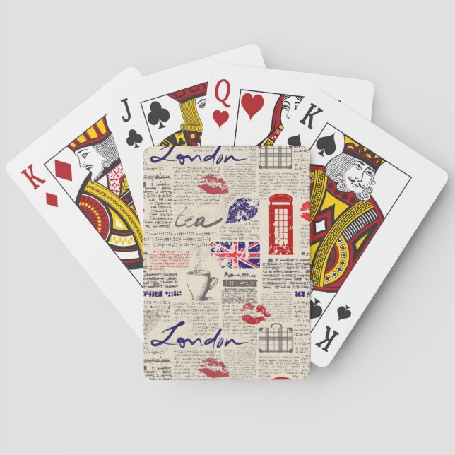 London Newspaper Pattern Poker Cards (Back)