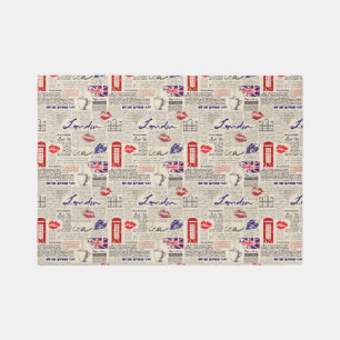 London Newspaper Pattern Rug