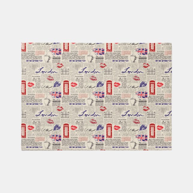London Newspaper Pattern Rug (Front)