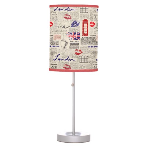 London Newspaper Pattern Table Lamp