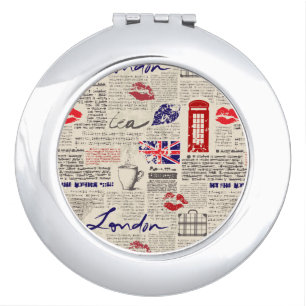 London Newspaper Pattern Vanity Mirror