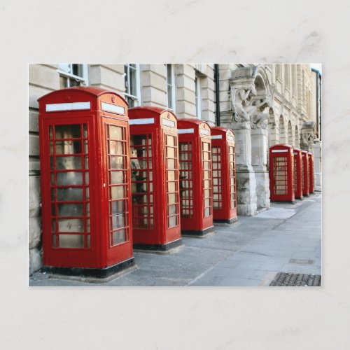 London  old style red telephone boxes postcard