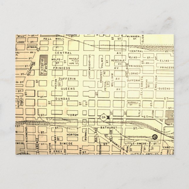 London, Ontario, Canada Vintage Map Postcard (Front)