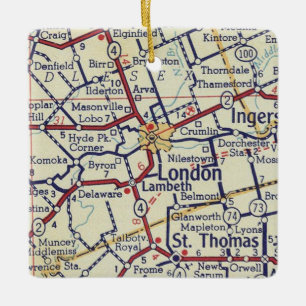 London Ontario Vintage Map Ceramic Ornament