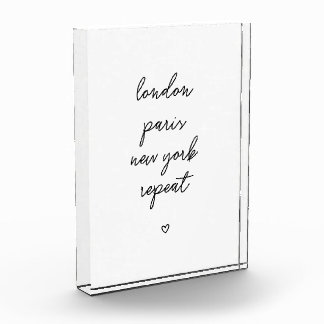 'London Paris New York Repeat' Acrylic block