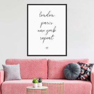'London Paris New York Repeat' Canvas Print