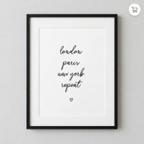 'London Paris New York Repeat' Poster | Pink 8x10