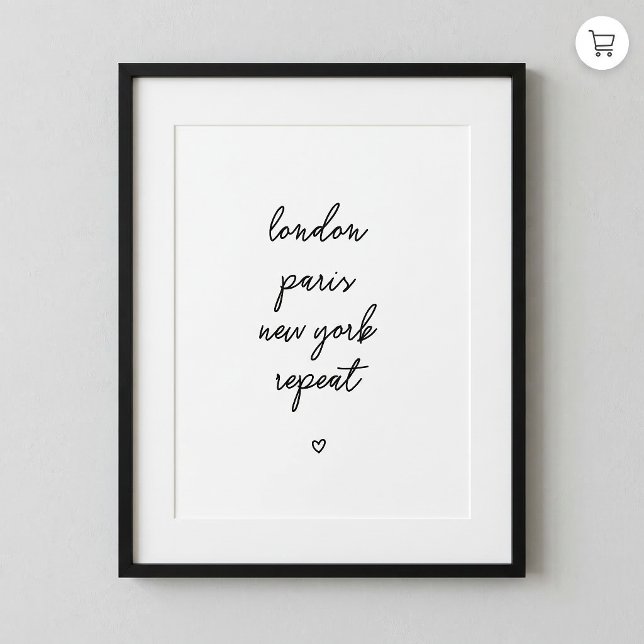 'London Paris New York Repeat' Poster | Pink 8x10 (Creator Uploaded)